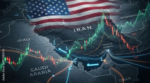 Oil Market Crisis Concept Stylized Map Iran
