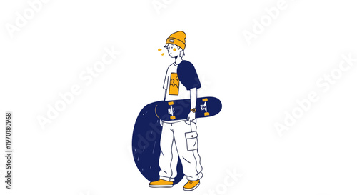Urban Skater Boy in Streetwear Fashion Vector Illustration