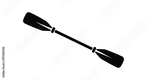 A stark black silhouette of a double bladed paddle representing watersports and outdoor recreation silhouette high quality professional