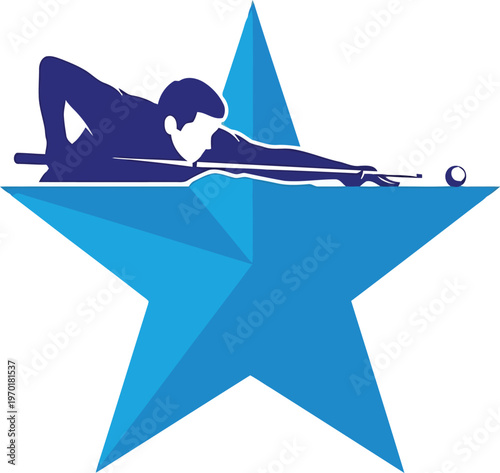 Woman swimming freestyle in geometric blue pool design minimalist illustration