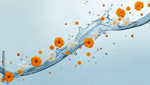 Water splash with jasmine flowers for Songkran celebration