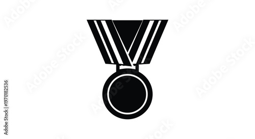 A stark black silhouette of a medal with ribbons representing achievement and recognition a symbolic silhouette high quality