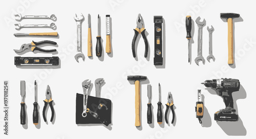 Assorted Hand Tools Collection for Repair and Construction Projects