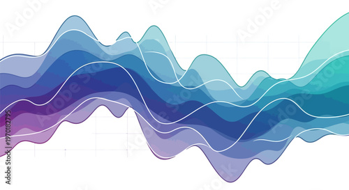 Vibrant wavy lines in shades of blue.