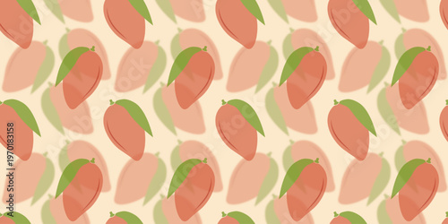 Seamless Pattern with Ripe Mangoes