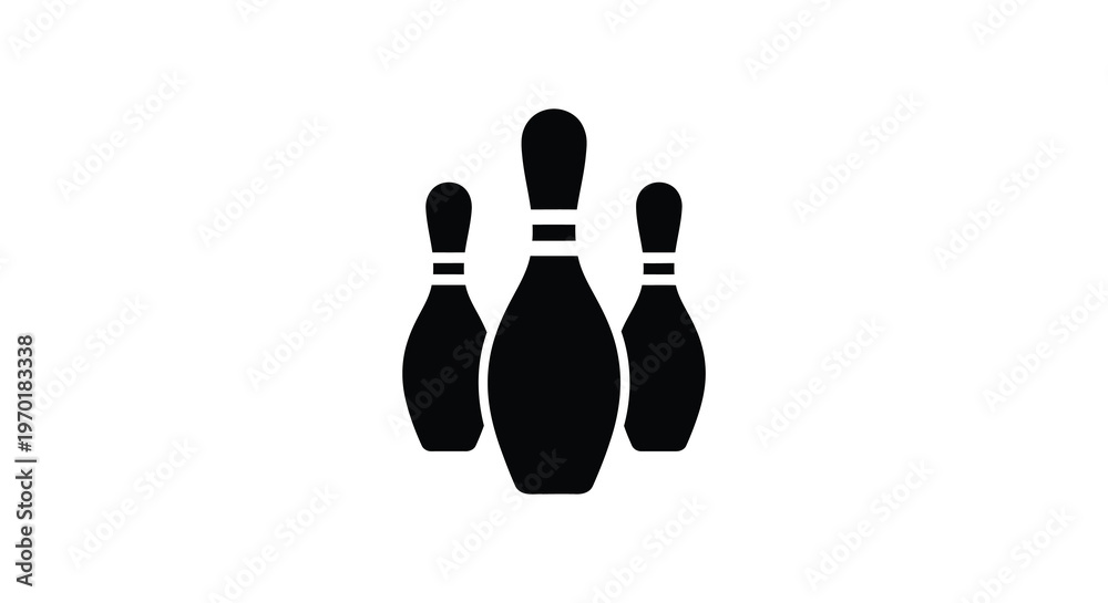 Fototapeta premium A simple black graphic depicts three bowling pins standing together creating a stark silhouette high quality professional detailed
