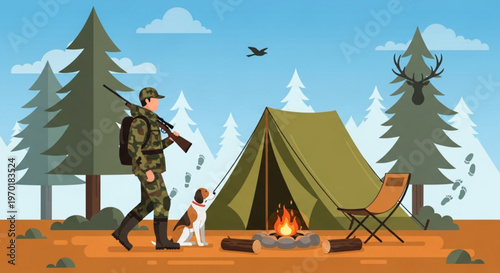 Farmer Harvesting Wheat in Field Agriculture Rural Farming Illustration