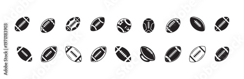 Assorted sports ball icons with unique geometric textures and line patterns for modern interface use