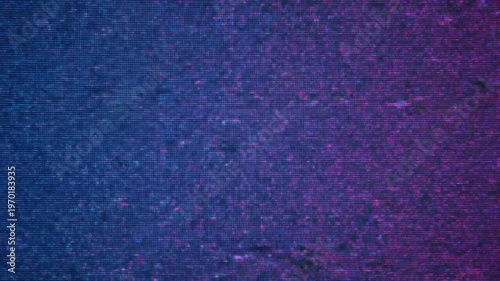 A vibrant, abstract digital art piece with a pixelated grid effect. The palette is a mix of blues, purples, and pinks