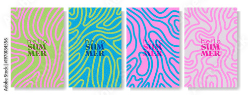 A Vibrant Set of 4 Backgrounds with Abstract Curvy Lines