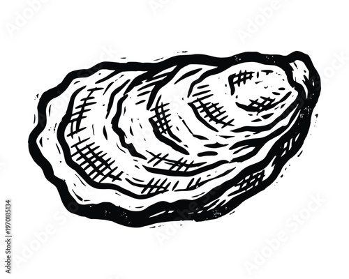 Fresh oyster seafood mollusk ocean delicacy hand drawn sketch vector illustration marine food element