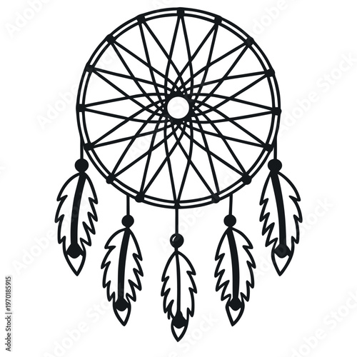 A dreamcatcher-with-feathers-line-art 