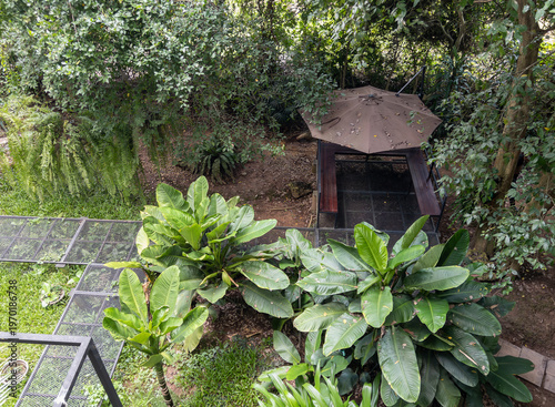 Aerial View of Metal Mesh Walkway and Garden Pavilion