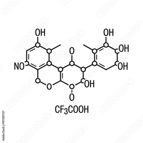 Chemical structure of a complex organic molecule with hydroxyl and nitro groups