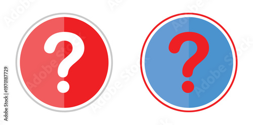 Question mark in red and blue circles with white background element sign icon vector
