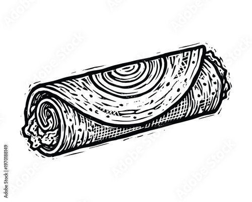 Roll wrap sketch hand drawn illustration isolated on transparent background shawarma food element design set now
