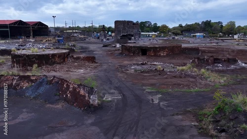 Aerial of Demolition and Toxic Cleanup at Steel Mill in Georgetown South Carolina