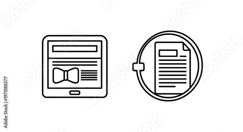 Digital tablet showing content and document exchange icon with e book with digital media with digital transformation with line art with information sharing