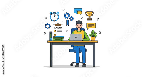 Skill Development Productivity Flat Vector Illustration, Learning Process, Professional Growth, Self Improvement, Work Efficiency, Digital Skills Concept for UI UX Design