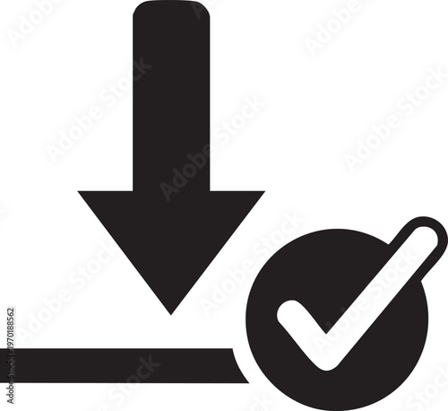 download, checkmark, verified, success, icon, symbol, black, white background