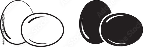 Black and white illustration of two overlapping eggs side by side