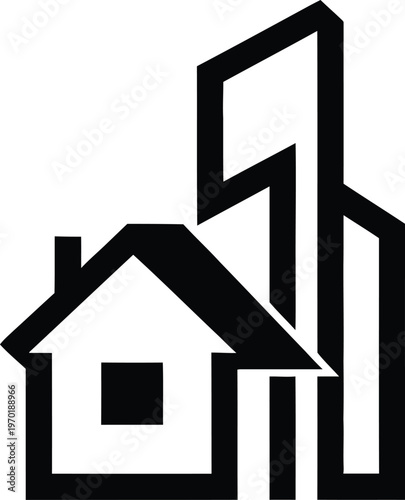 Creative Real Estate Company Logo with Home and Building