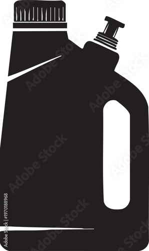 Black plastic bottle, liquid container, detergent jug, cleaning supply