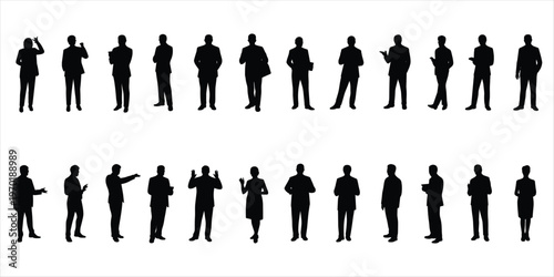 Collection of Business Man and Woman Silhouettes in Professional Poses business people standing