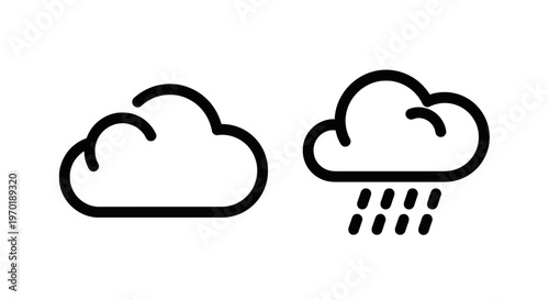 Cloud and rainy cloud icons with dark cloud with rainy day with bad weather