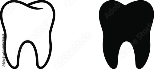 Professional medical vector illustration of human teeth symbols suitable for dentistry services stomatology hygiene and healthy smile promotional materials.