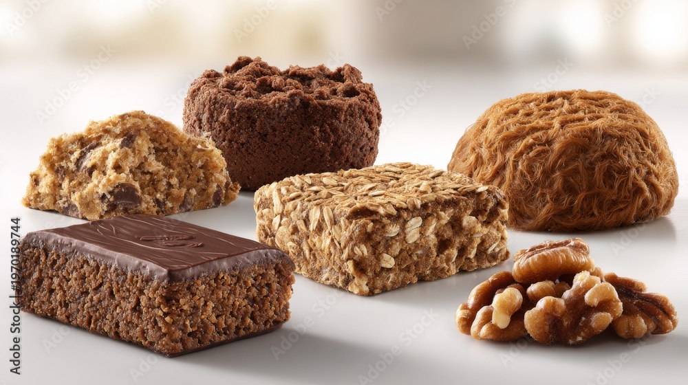 Fototapeta premium Assorted Treats and Sweets on a Light Background for Dessert Lovers