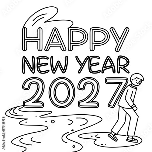 Happy New Year 2027 with Smiling Person celebration
