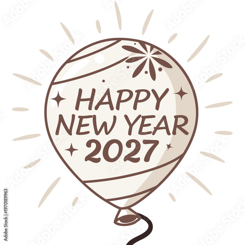 Brown balloon with Happy New Year 2027 text