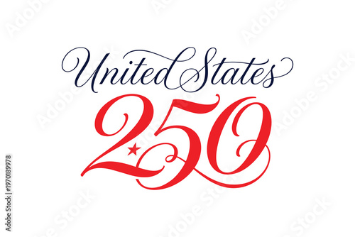 USA 250th Anniversary Semiquincentennial Patriotic Typography Icon