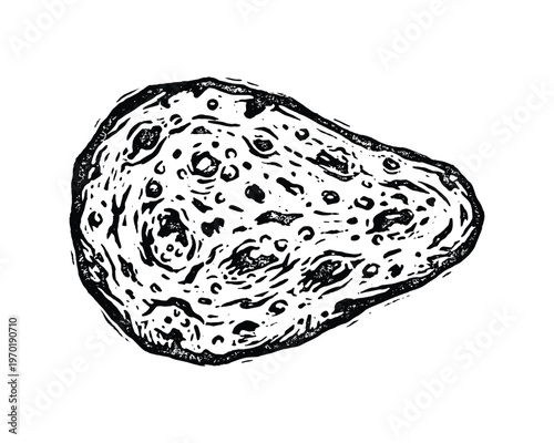 Traditional indian naan flatbread linocut vector illustration isolated for restaurant menu design projects