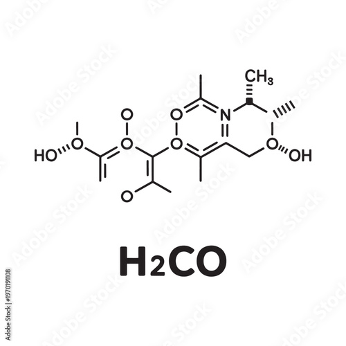 Chemical structure of psilocybin with formaldehyde representation below