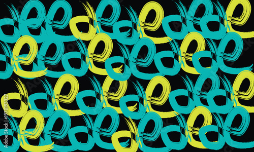 Vibrant green and yellow brush stroke circle pattern