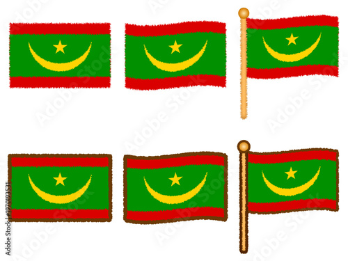	モーリタニアの国旗のイラスト素材セット2