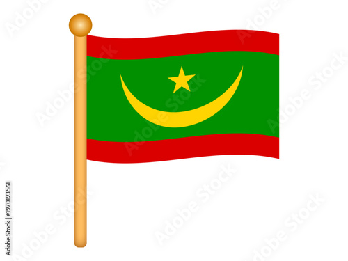 	なびくモーリタニアの国旗のイラスト素材