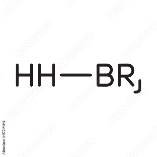 Structural formula representing a bromoethane molecule with chemical bonds