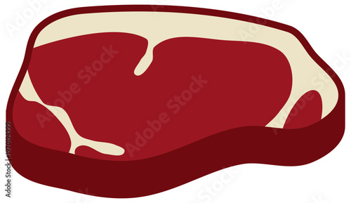 Fresh boneless sirloin beef steak illustration for butchery shop and food court menu design