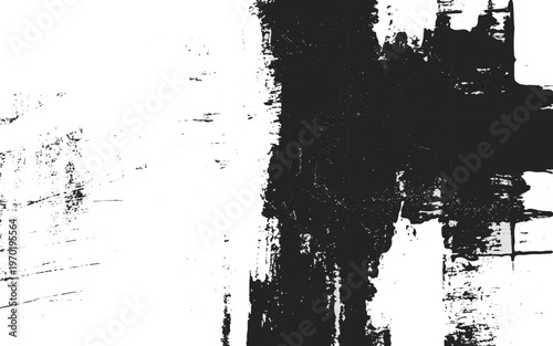 Bold Black and White Abstract Brush Strokes Texture, Grunge Ink Paint Splatter Background, Modern Monochrome Distressed Pattern, High Contrast Artistic Graphic Element.