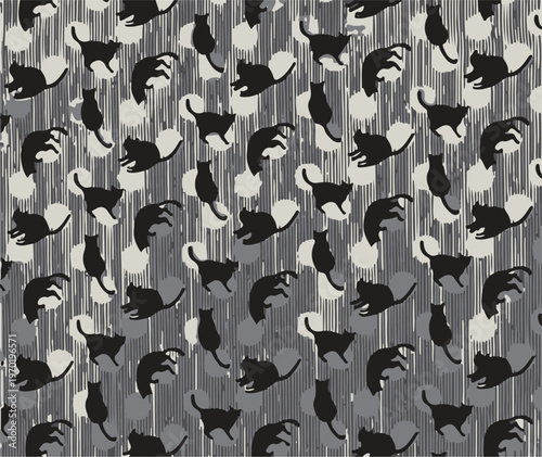 Set of cute cat sticker vector. Lovely cat and friendly doodle pattern in different poses and breeds. Adorable funny pet and many characters hand drawn collection for T-shirt,sticker, print, pet shop.