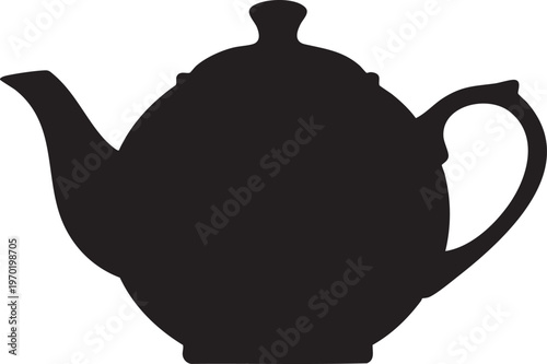 Black teapot silhouette, tea kettle icon, vector illustration, kitchen utensil