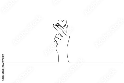 Raised hand concept, continuous one line drawing, minimal outline, isolated, simple illustration