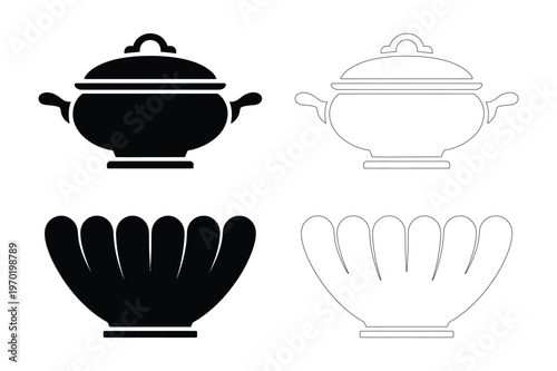 Serving dish and bowl icons