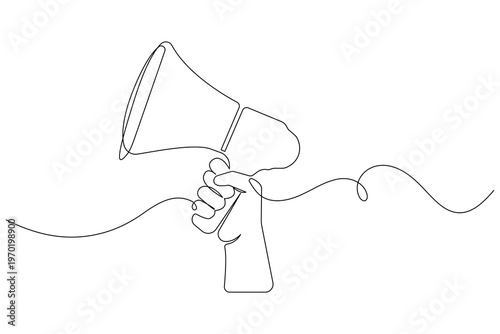 Raised hand concept, continuous one line drawing, minimal outline, isolated, simple illustration