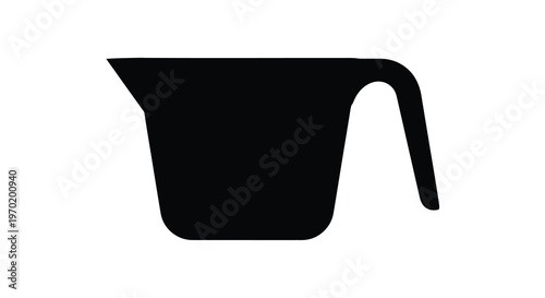A black silhouette of a kitchen measuring cup with a handle