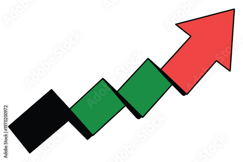 Financial growth arrow with colorful blocks rising upward showing economic progress market success stock increase business development trend