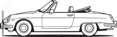 Classic vintage convertible sports car outlined for design purposes